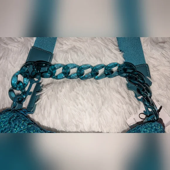 Kurt Geiger London Crochet Crossbody Bag Emerald Green NWOT With Call Out - Picture 4 of 9